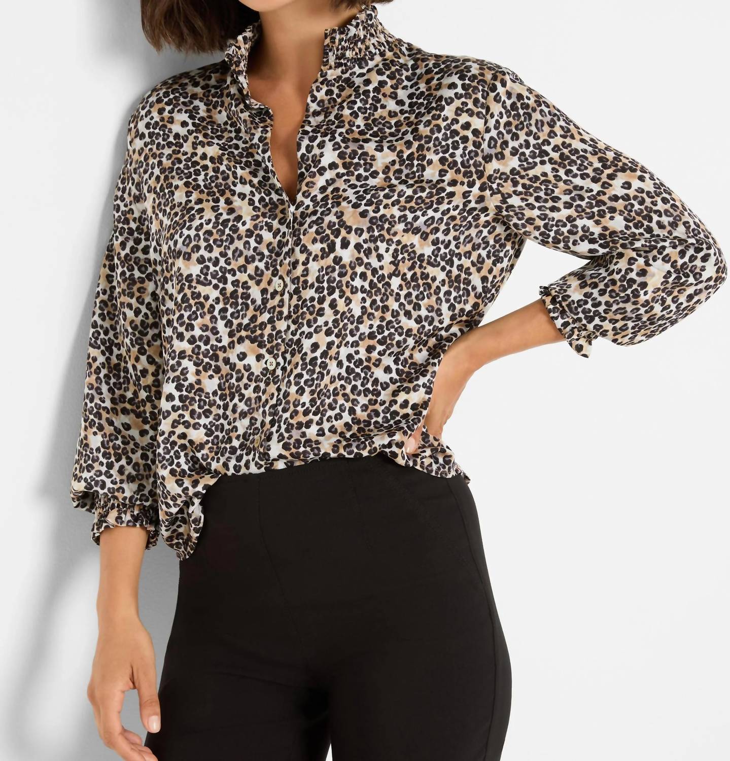 Nic + Zoe - Little Leopard Button Front Blouse