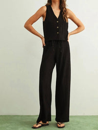 Miou Muse - Textured Lightweight Crinkled Texture Waistcoat