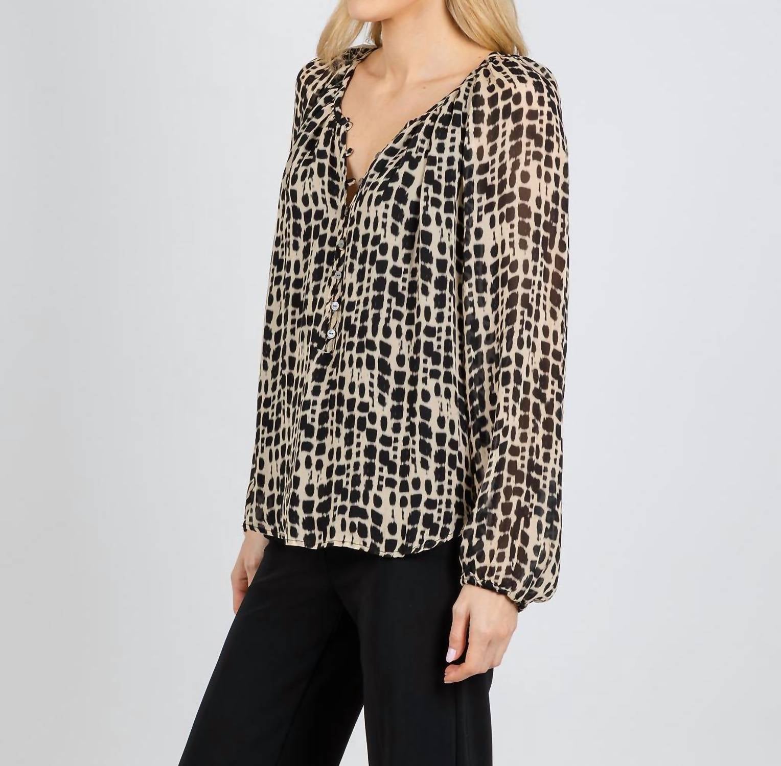 Rails Indi Babydoll Blouse in spotted shibori - women's blouse - alternate view