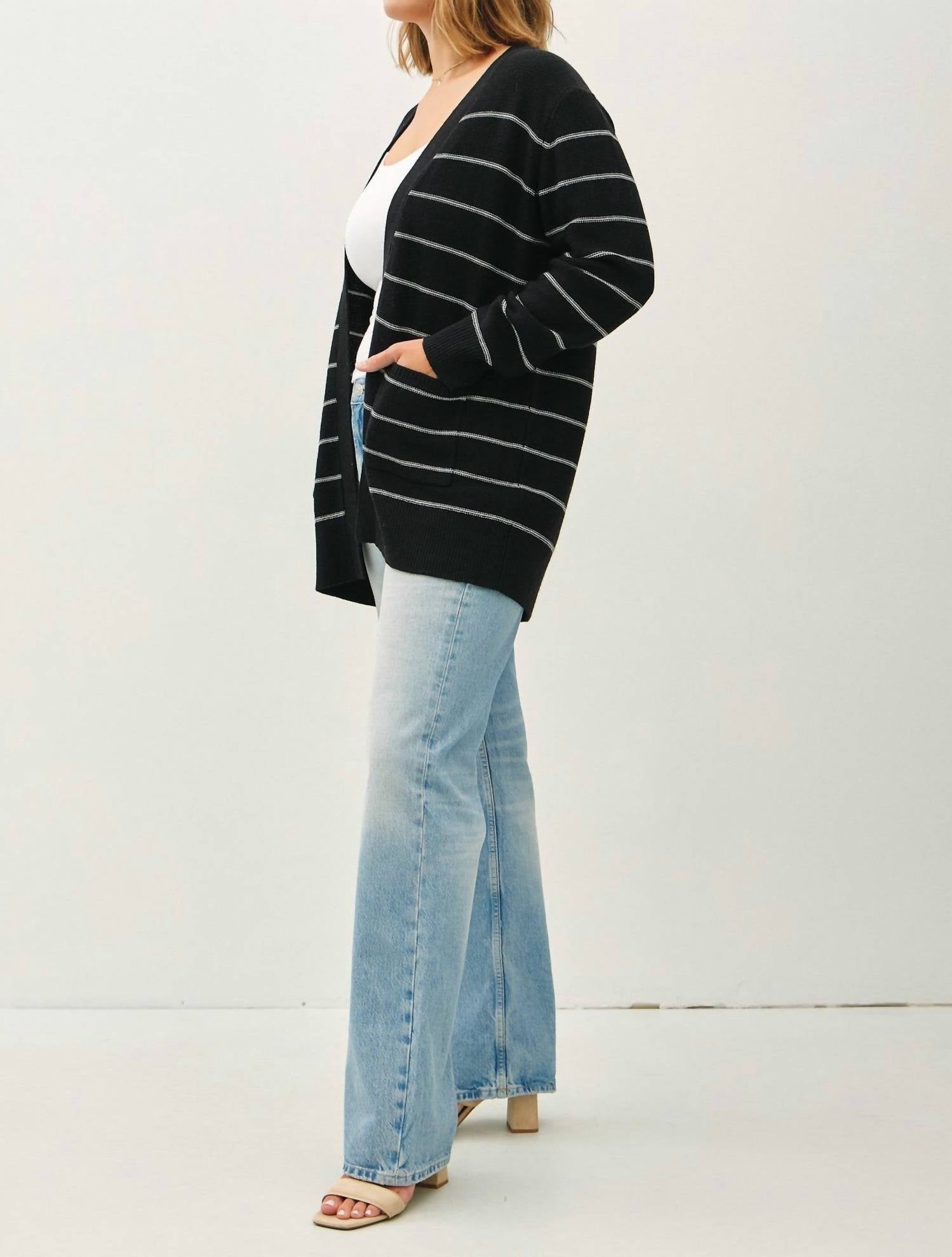 Be Cool - Striped Open-front Cardigan Curvy