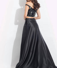 Rachel Allan - Floral Embroidered Two-piece Mikado Gown