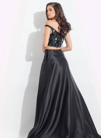Rachel Allan - Floral Embroidered Two-piece Mikado Gown