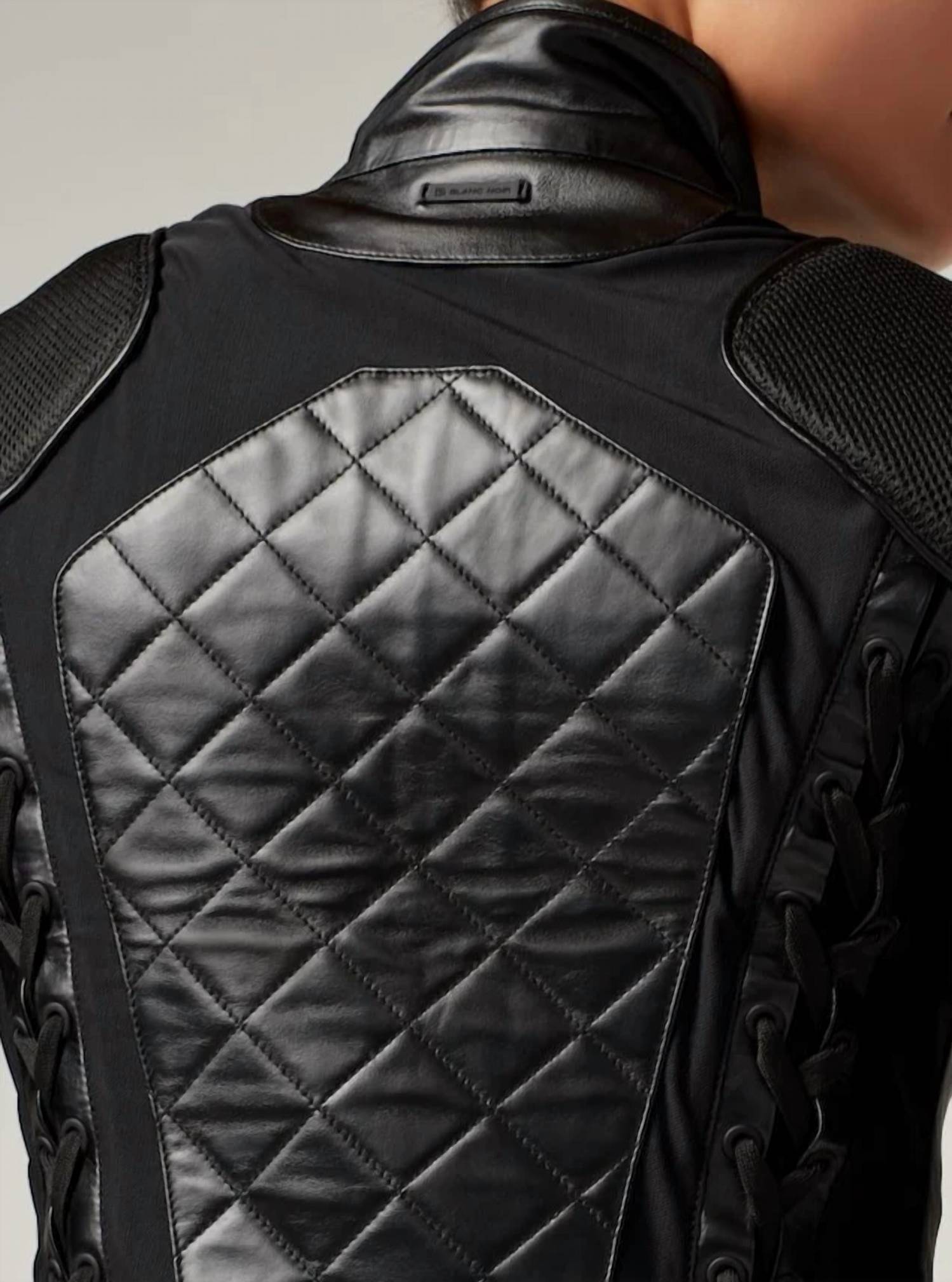Blanc Noir - Classic Leather Mesh Moto Jacket