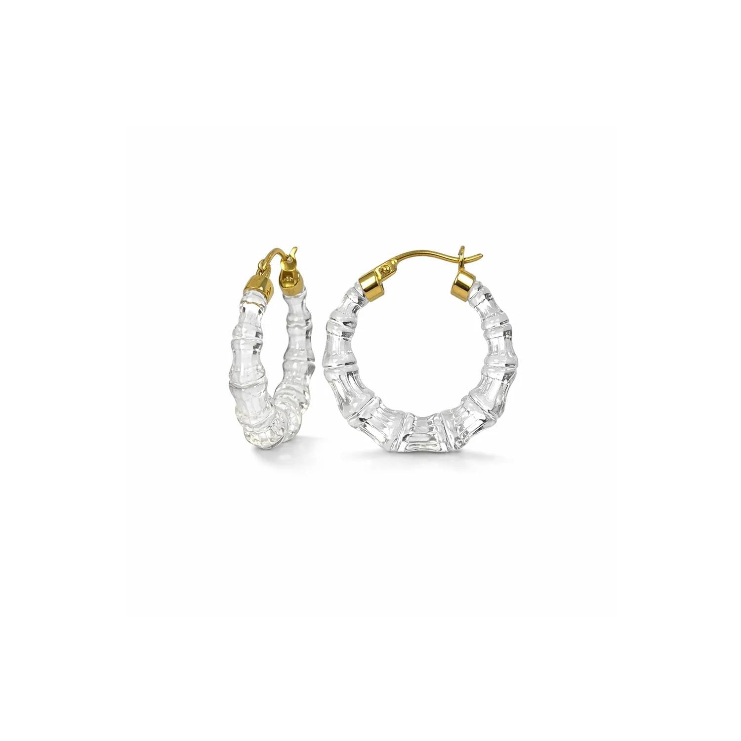 Gold & Honey - Women's Mini Lucite Bamboo Hoop Earrings