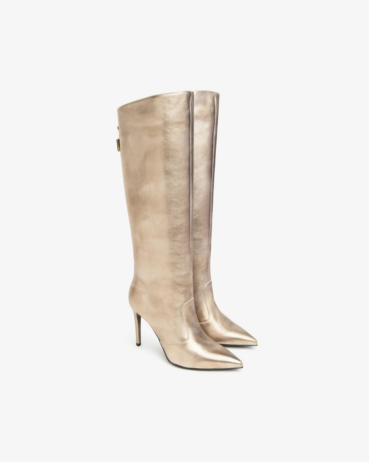 NeroGiardini Women's Lunare Torba Tall High Heeled Boot in metallic - women's shoe