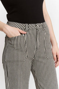 Mica Denim - Super High Loose Fit Striped Straight Jeans