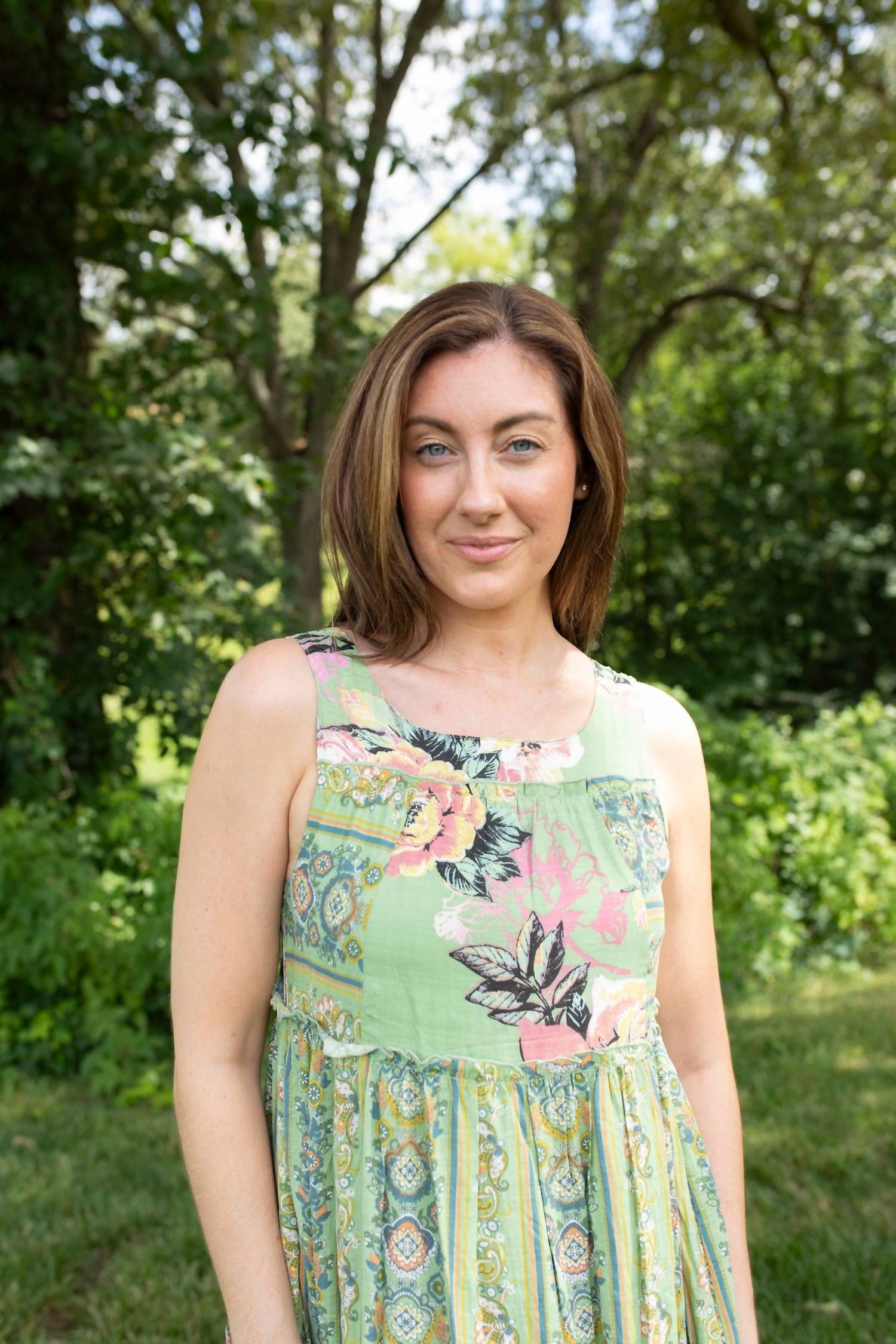 Davi & Dani - Boho Blossom Mixed Stripe Midi Dress