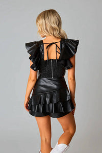Buddylove - Leather Ruffle Skort