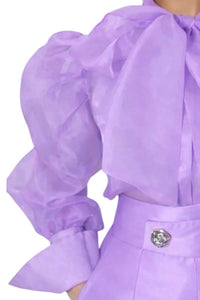 N By Nancy - Sheer Puff Sleeve Top