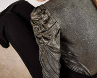 Apricot - Ruched Sleeve Metallic Top