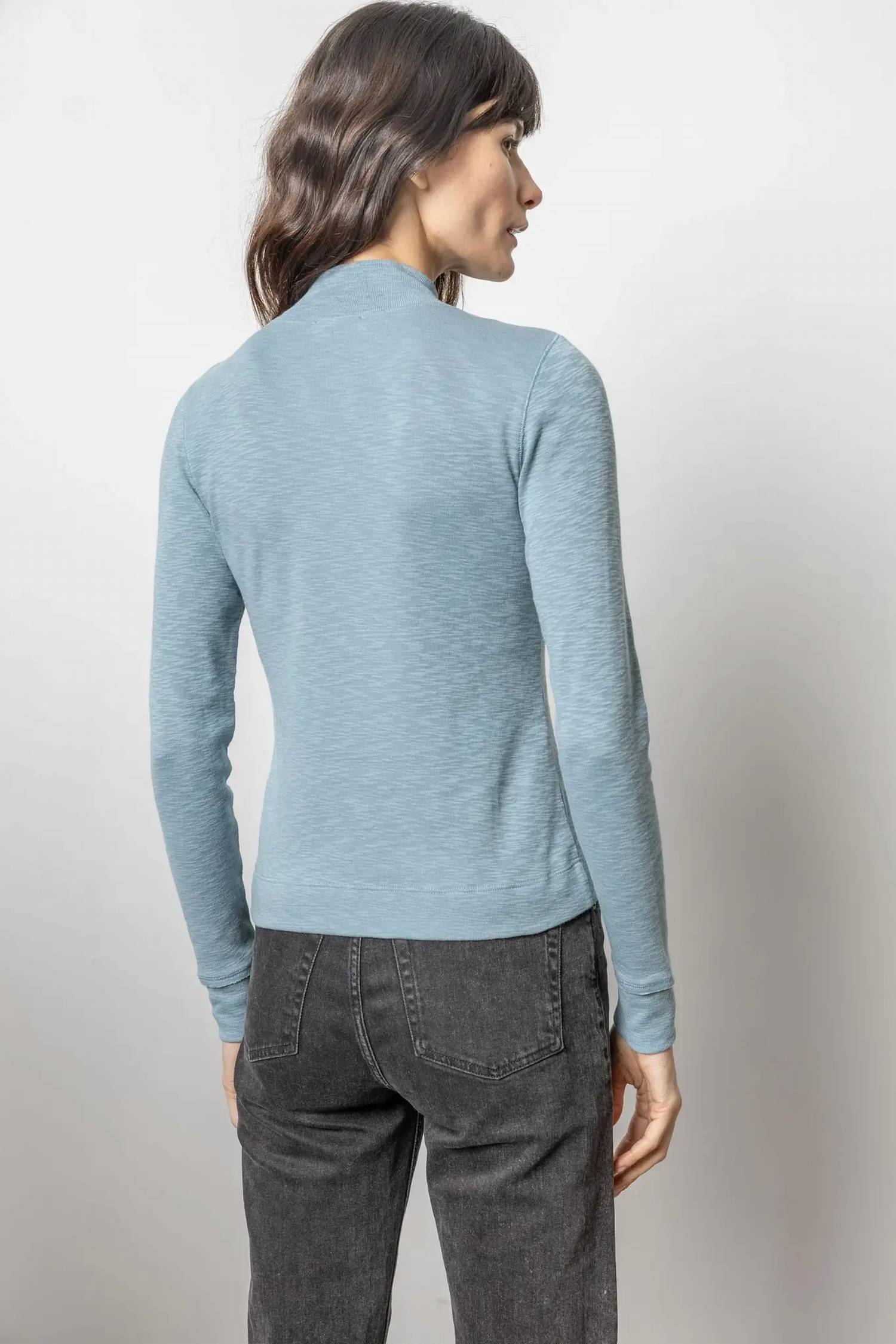 Lilla P - Zip Front Mock Neck Top
