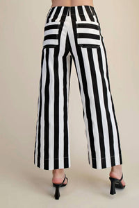 Glam - Cropped Wide-leg Stripe Pants