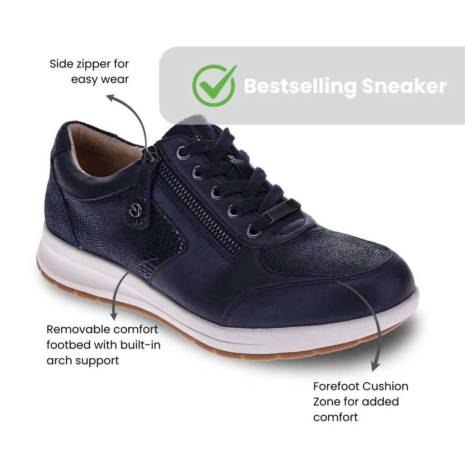 Revere - Women's Boston Zip Casual Sneaker