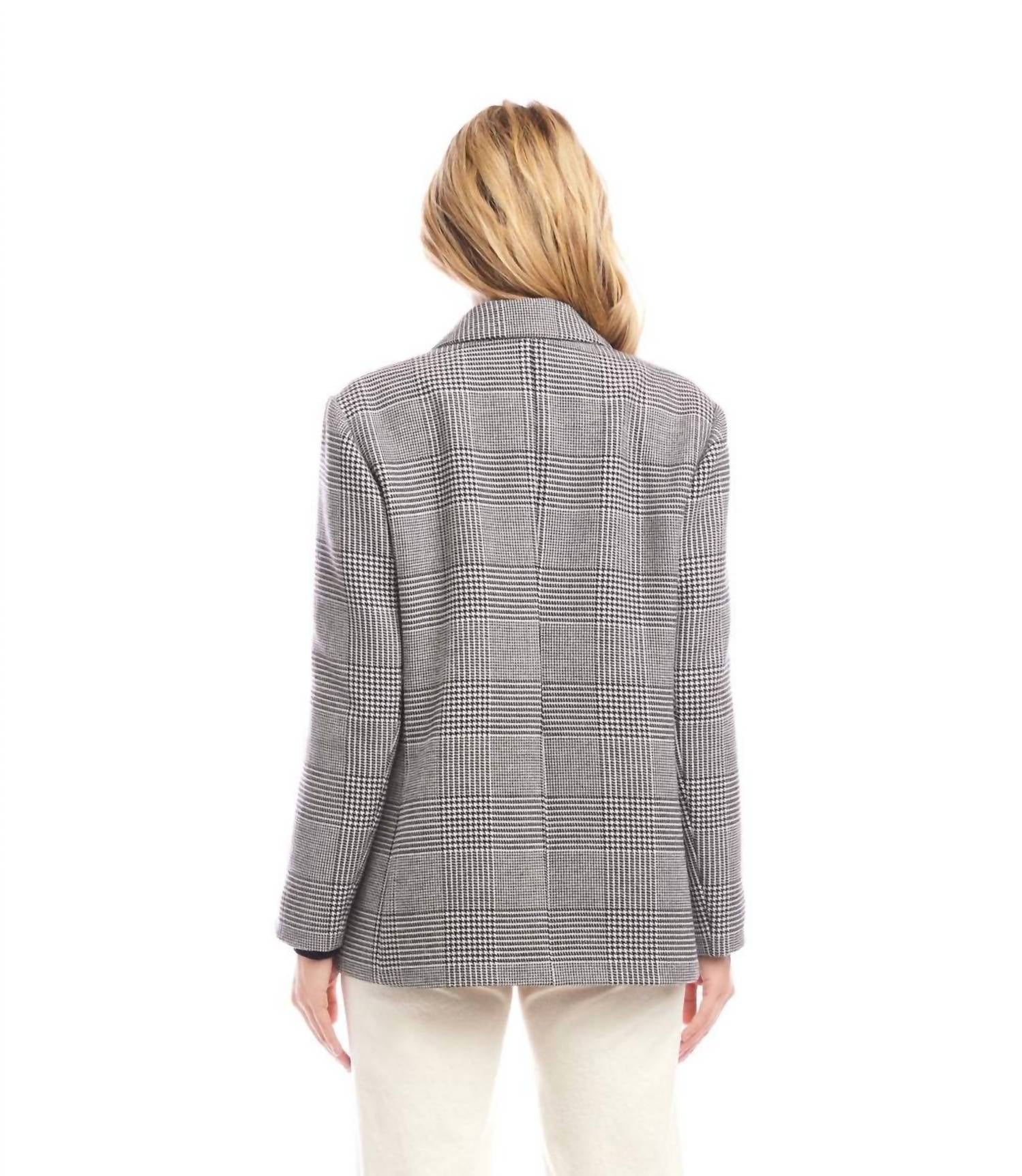 Karen Kane Houndstooth Blazer in black with off white - women's jacket - alternate view
