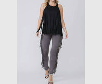 Vocal Apparel - Ellie Suede Fringed Top