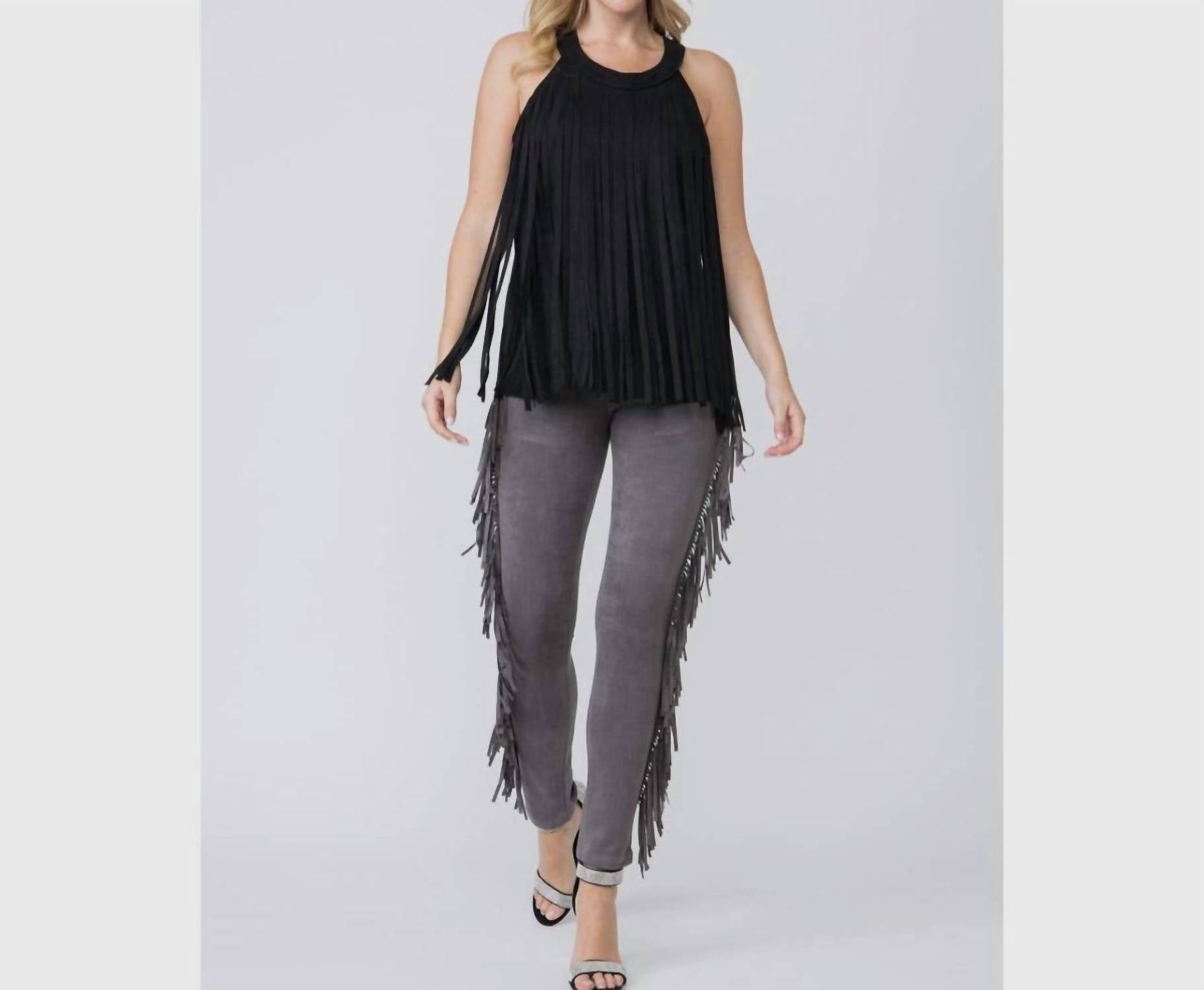 Vocal Apparel - Ellie Suede Fringed Top