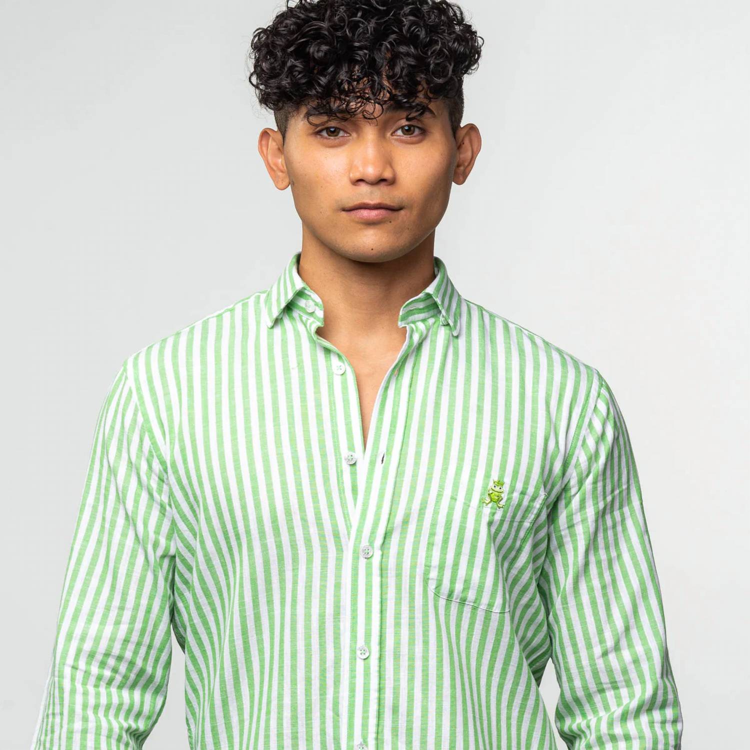 Eight X - Men's Stanford Stripe Frog Linen Shirt