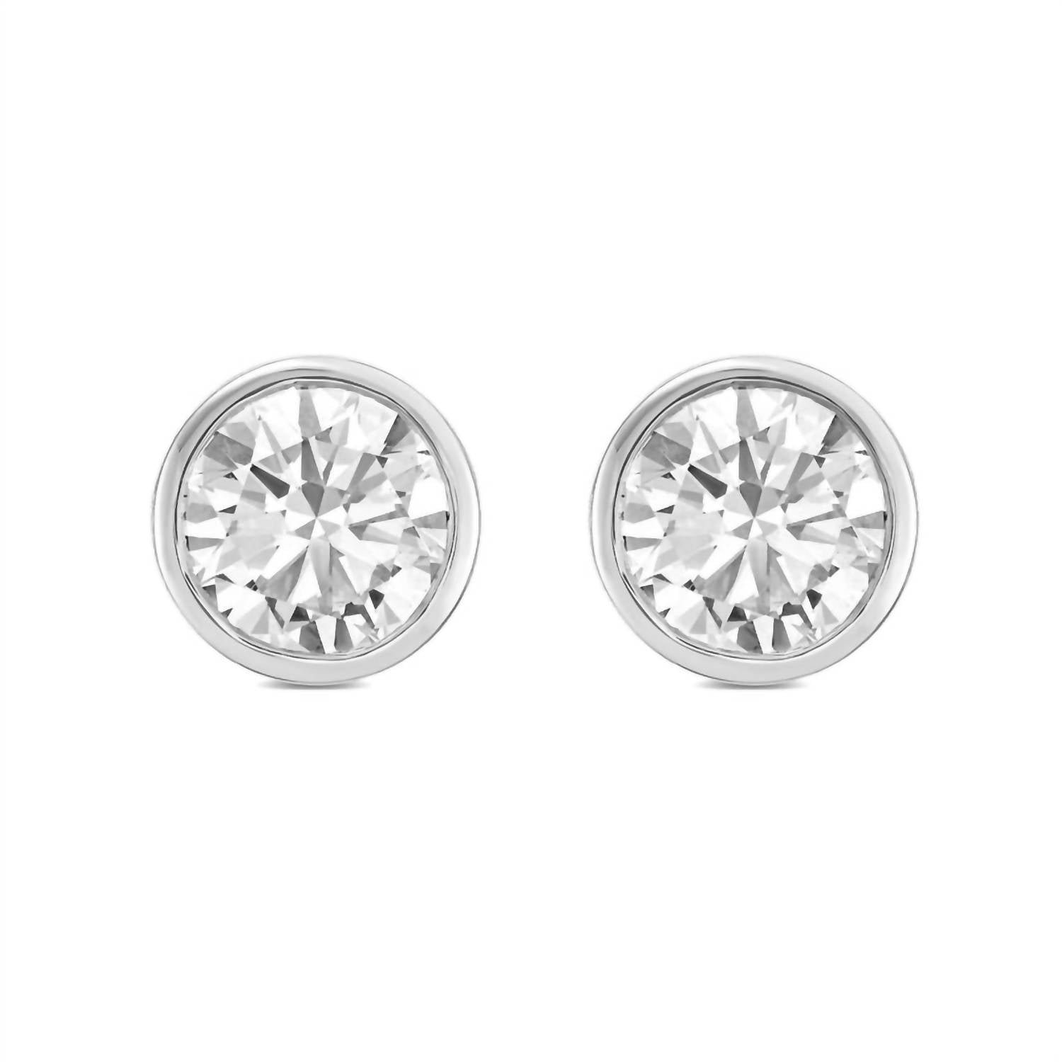 Diana M Jewels - Women's Lab Grown Round Stud In A Bezel Setting Earrings (10.00 Ct)