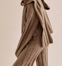 CRESCENT Kenny Ribbed Sweater With Scarf Lounge Set in beige - women's sleepwear - view 5