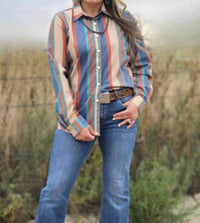 Sterling Kreek Til You Can't Button Up Shirt in multi - women's shirt