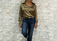 Rosa Clothing - The Reset Point-satin Button-up Blouse