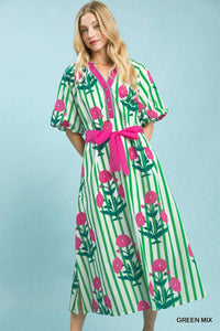 Umgee - Stripe Mixed Midi Dress