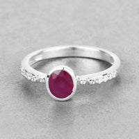 Diana M Jewels Women's Oval Natural Ruby Fashion Ring (1.00 Ct) - Delicate in 14k white gold - women's jewelry - detail view