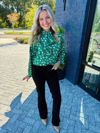 Jade - Floral Tie Blouse