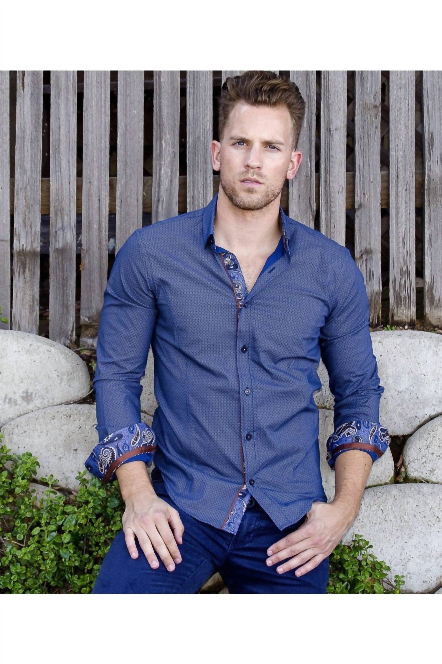 Eight X - Button Down Shirt With Trim