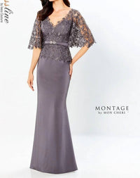Montage by Mon Cheri Batwing Long Dress in dark grey - women's dress