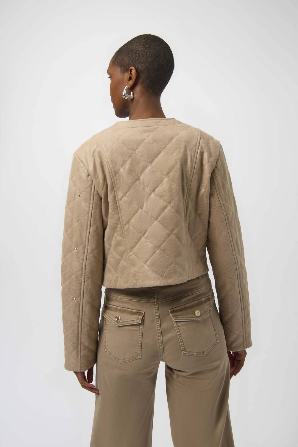 Joseph Ribkoff - Foiled Faux Suede Diamond Quilt Studded Jacket