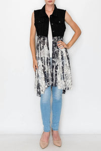 Origami - Denim Lace Mixed Media Vest