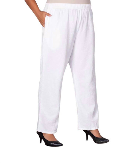 On The Plus Side - Wide Leg Crinkle Cotton Pants - Plus