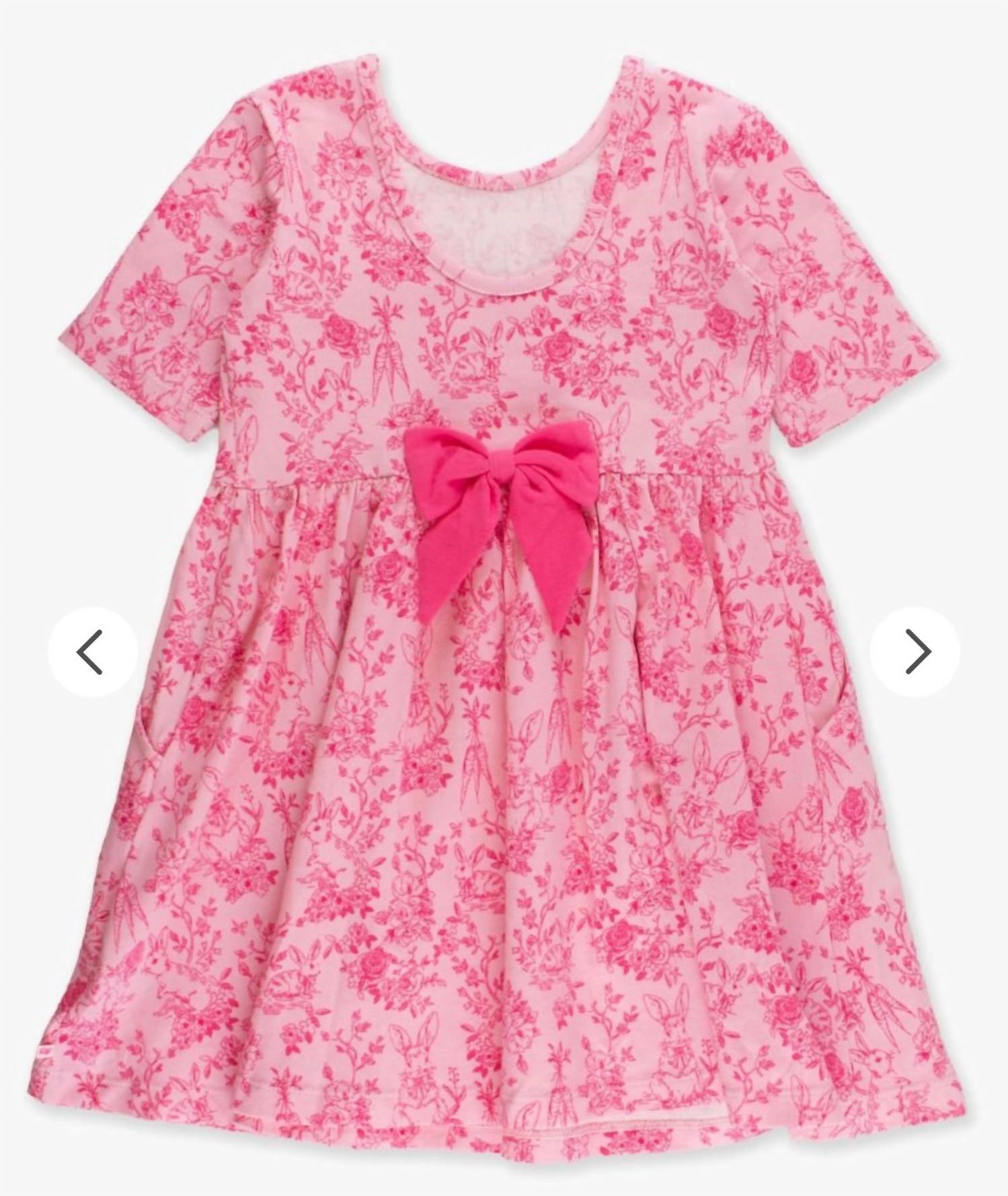 Rufflebutts - Girl's Cottontail Toile Short Sleeve Knit Twirl Dress