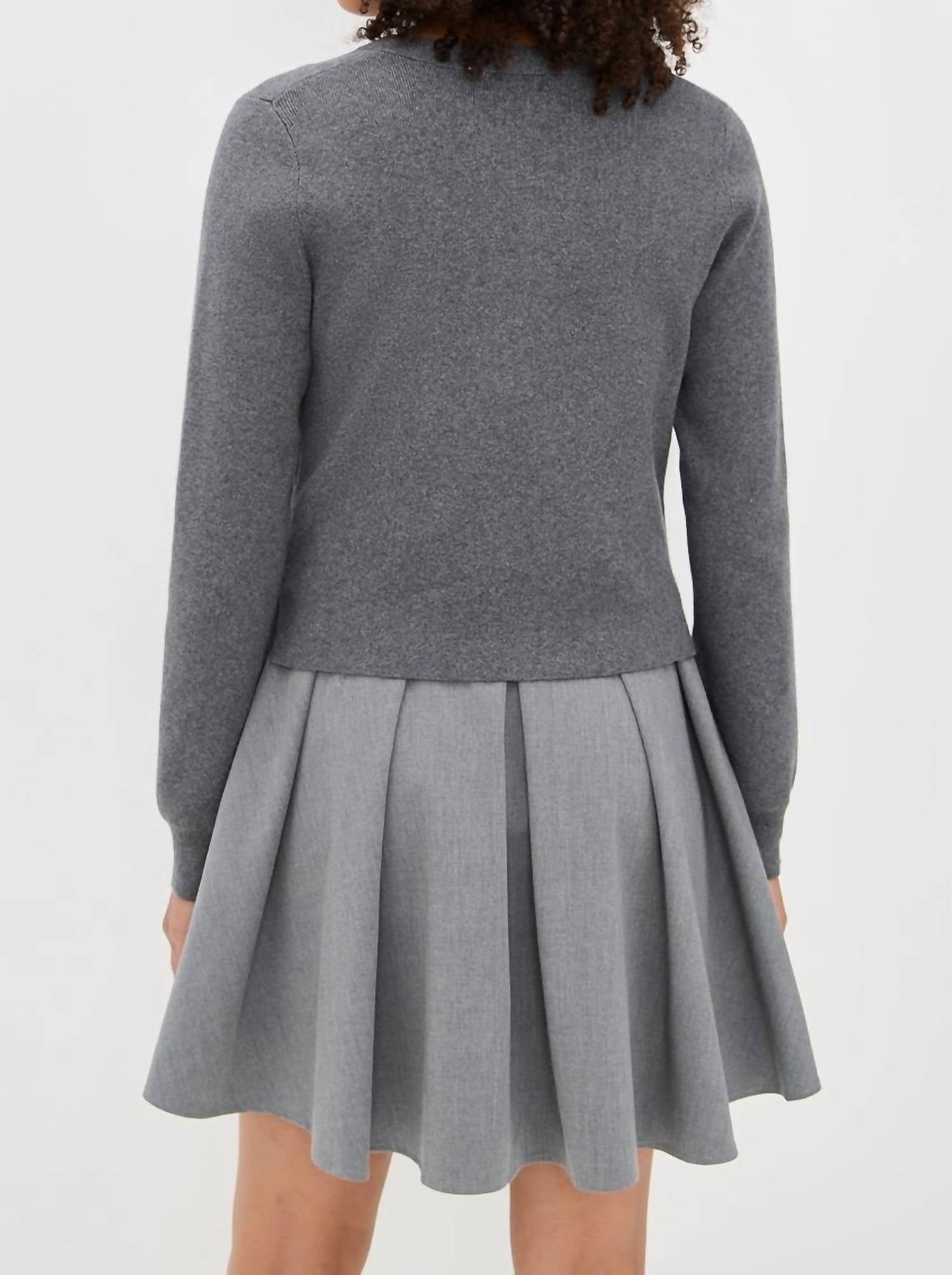 STAUD Milo Long Sleeve Mini Dress in static - women's dress - detail view