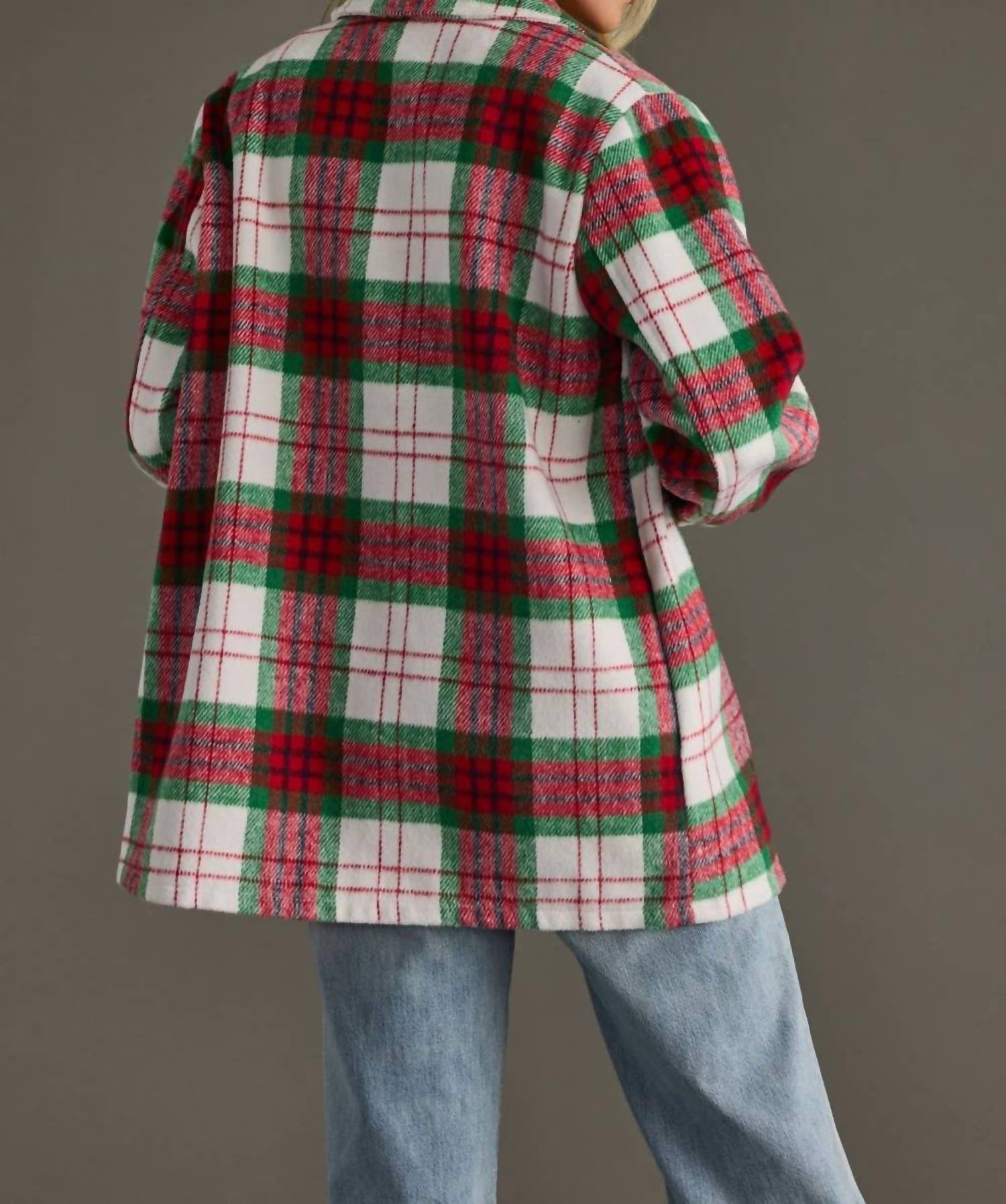 She + Sky - Long Sleeve Button Down Shacket With Front Pockets