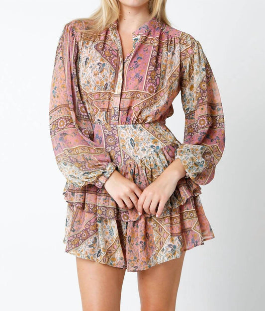 Olivaceous - Paisley Long Sleeve Mini Dress