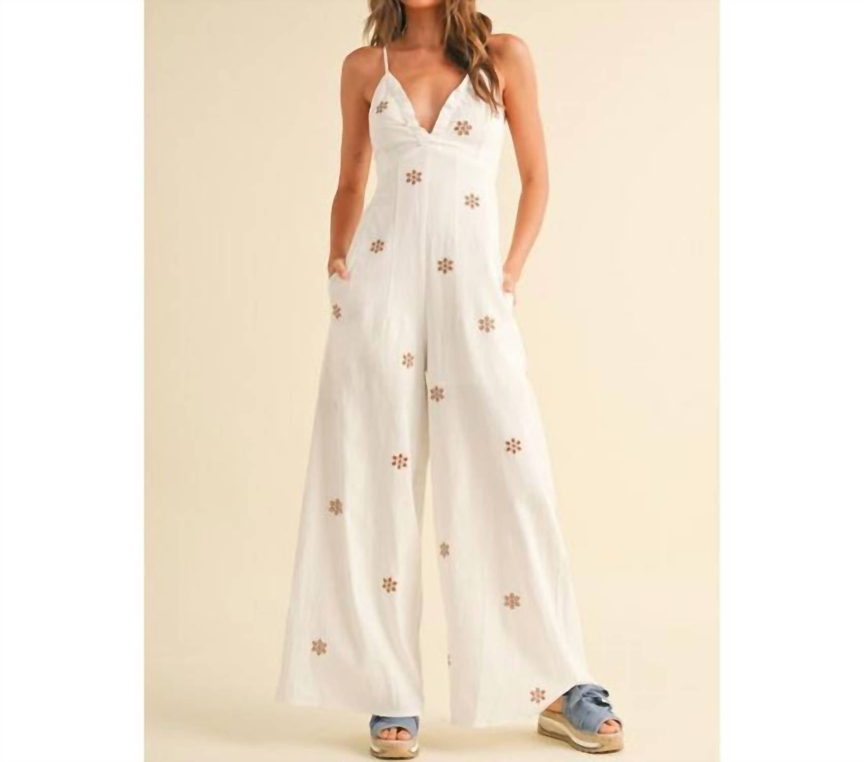 Miou Muse - Embroidery Detail Jumpsuit