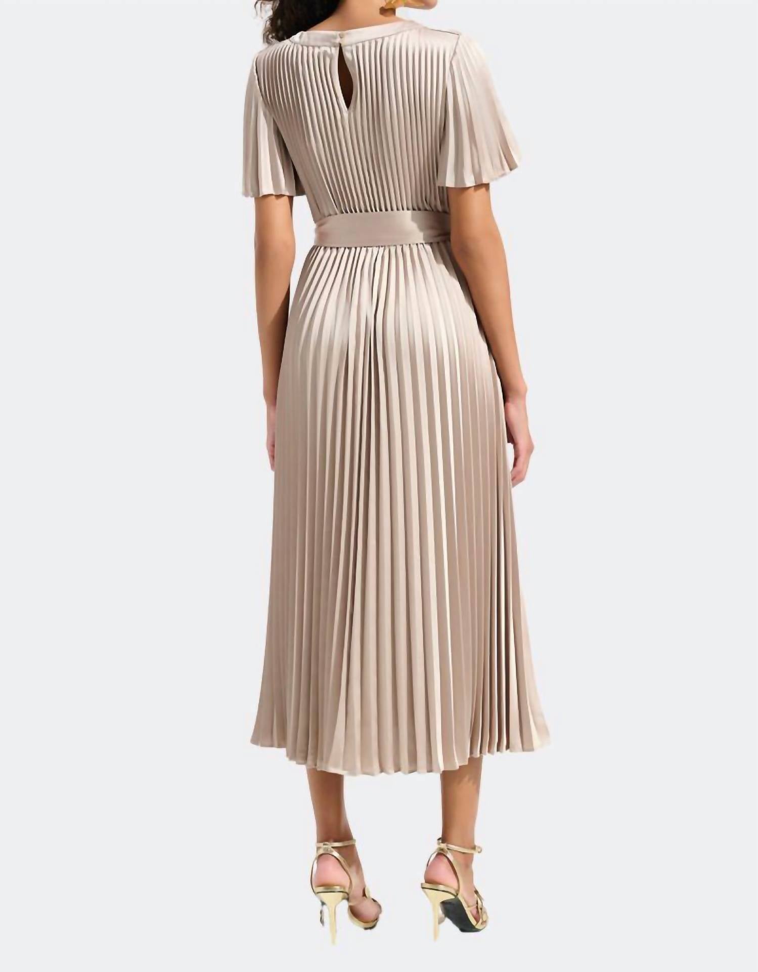 Joseph Ribkoff - PLEATED SATIN FIT & FLARE DRESS