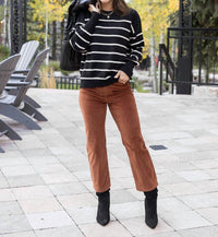 Grace and Lace Crew Neck Striped Sweater in black stripe - women's sweater - view 7