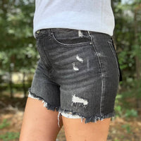 Risen - Billy High Waisted Distressed Denim Shorts