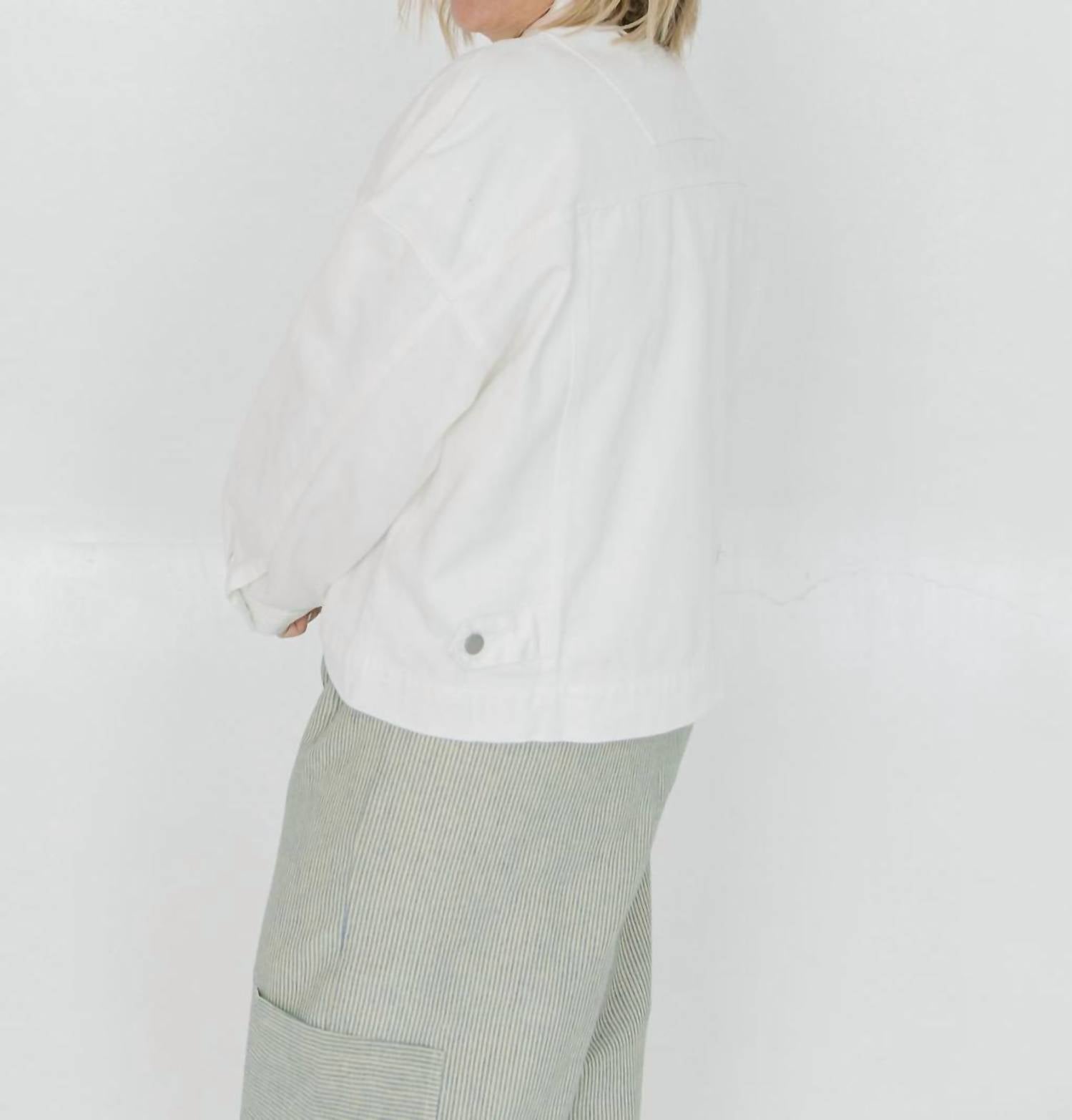 Mikarose Gemma Denim Jacket in white - women's jacket - alternate view