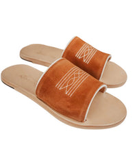 Agave Sky Women's Nadia Western Flat Sandal in rust and cream - women's sandal