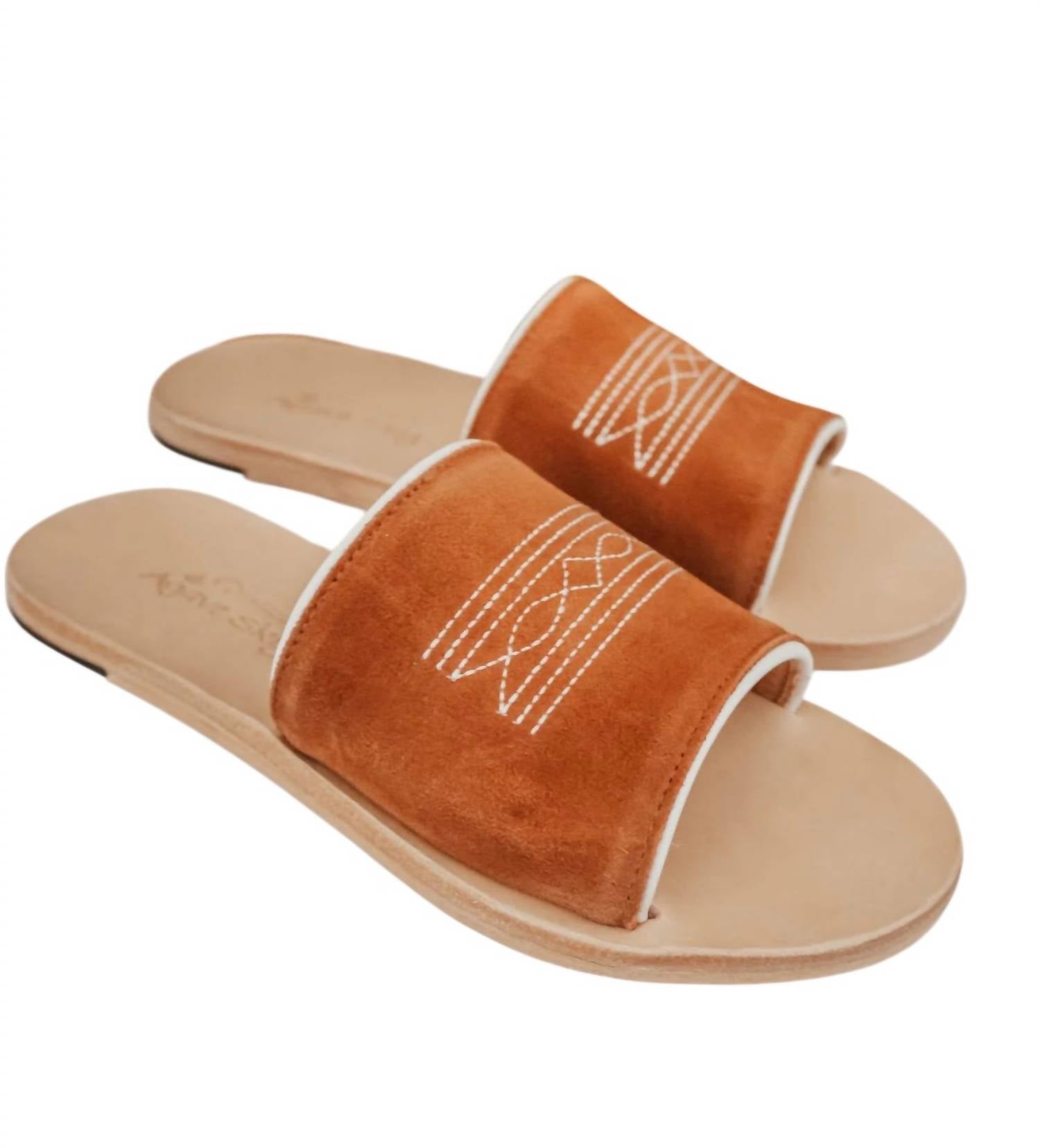 Agave Sky Women's Nadia Western Flat Sandal in rust and cream - women's sandal