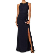 Adrianna Papell Glitter Boucle Stretch Gown in navy - women's dress