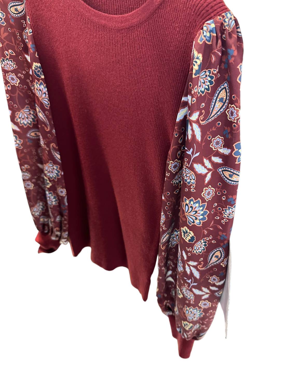 SKIES ARE BLUE Women's Long Sleeve Tops in burgundy - women's long sleeve top