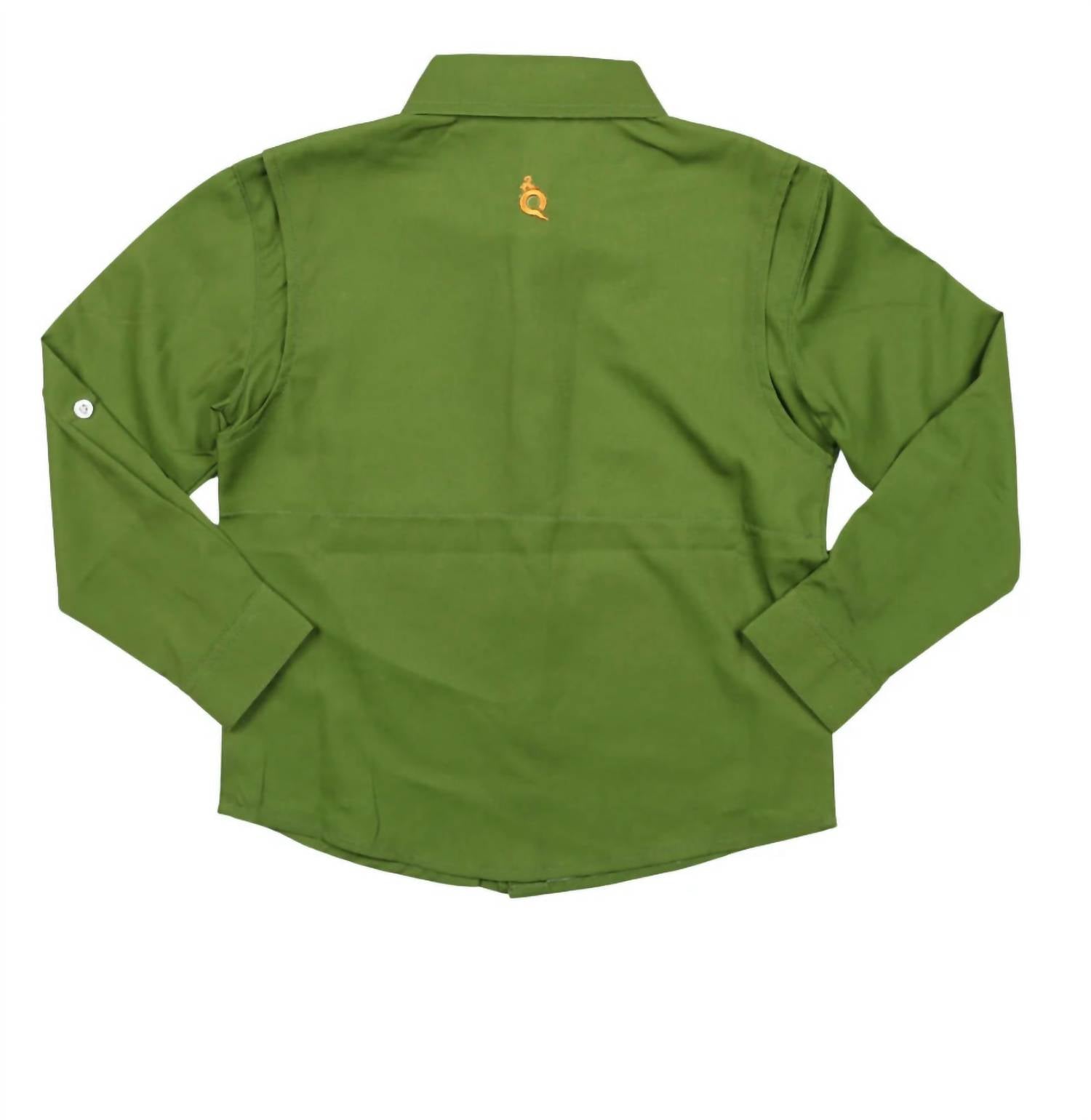 Blue Quail Clothing Co. Long Sleeve Shirt in orange green - kids' long sleeve top - alternate view