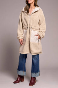 Tribal - Long Sleeve Zip Front Coat With Hood