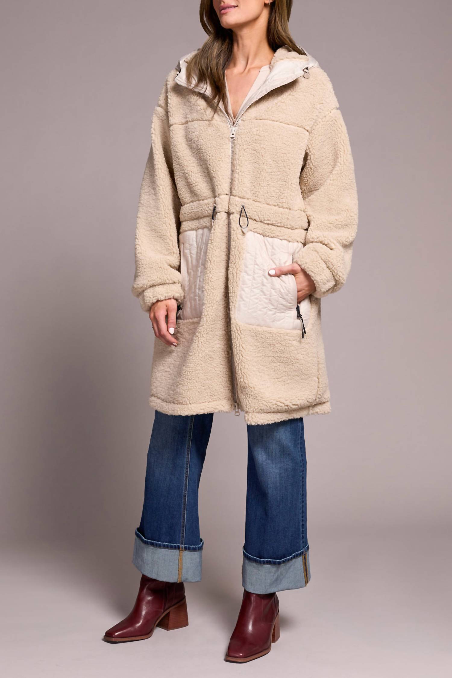 Tribal - Long Sleeve Zip Front Coat With Hood