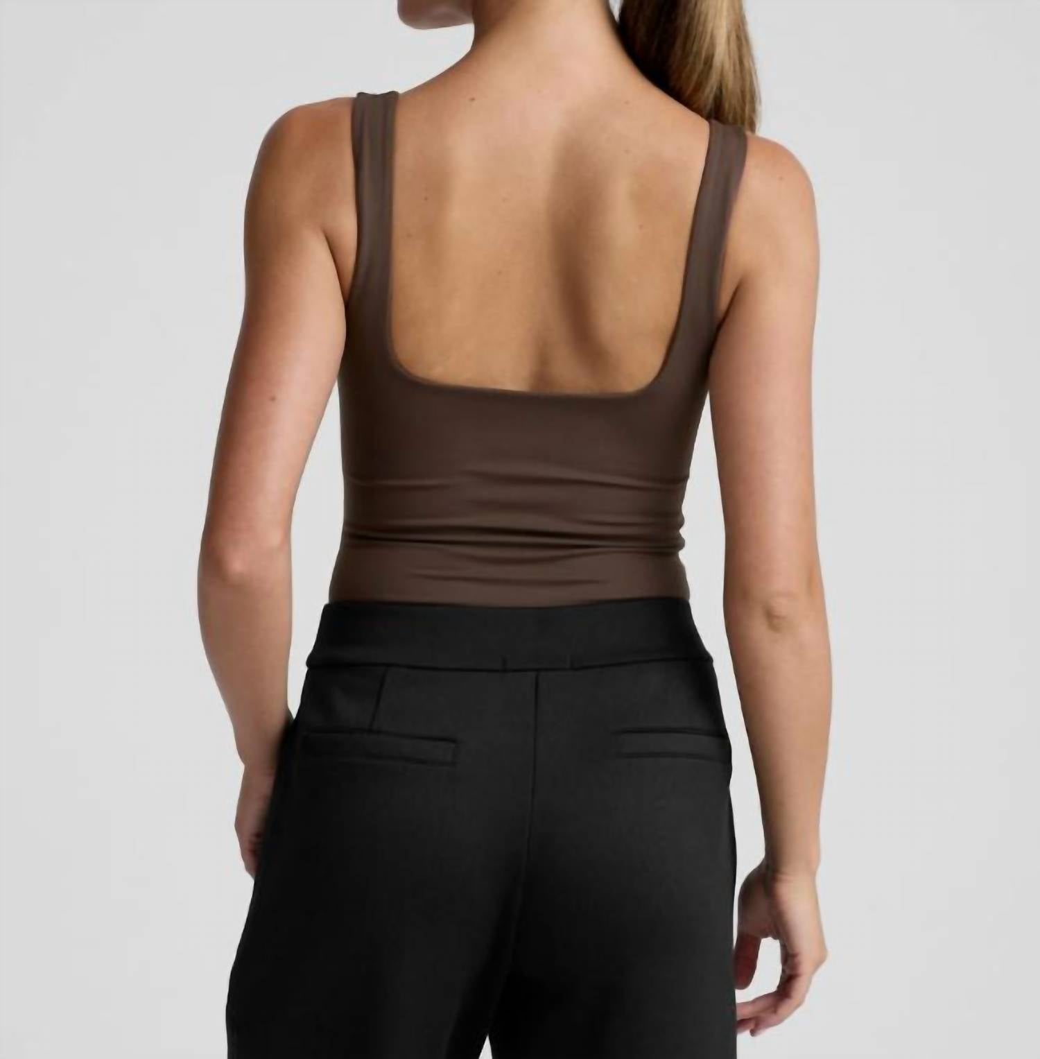 BEYOND YOGA Base Tank Bodysuit in dusk latte - women's shirt - alternate view